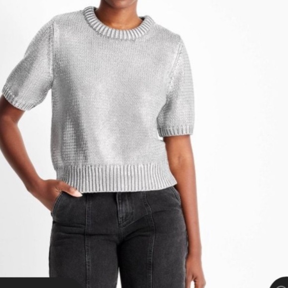 Future Collective TARGET Gray Knit METALLIC CREWNECK SHORT SLEEVE WOMENS SIZE 2X - Picture 1 of 8